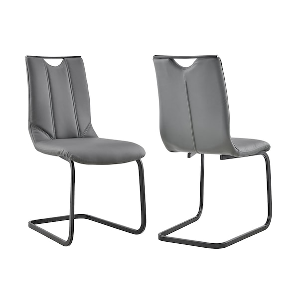 Armen Living Pacific Dining Room Chair in Gray Faux Leather and Black Finish, PK2 LCPCSIGRPU - main